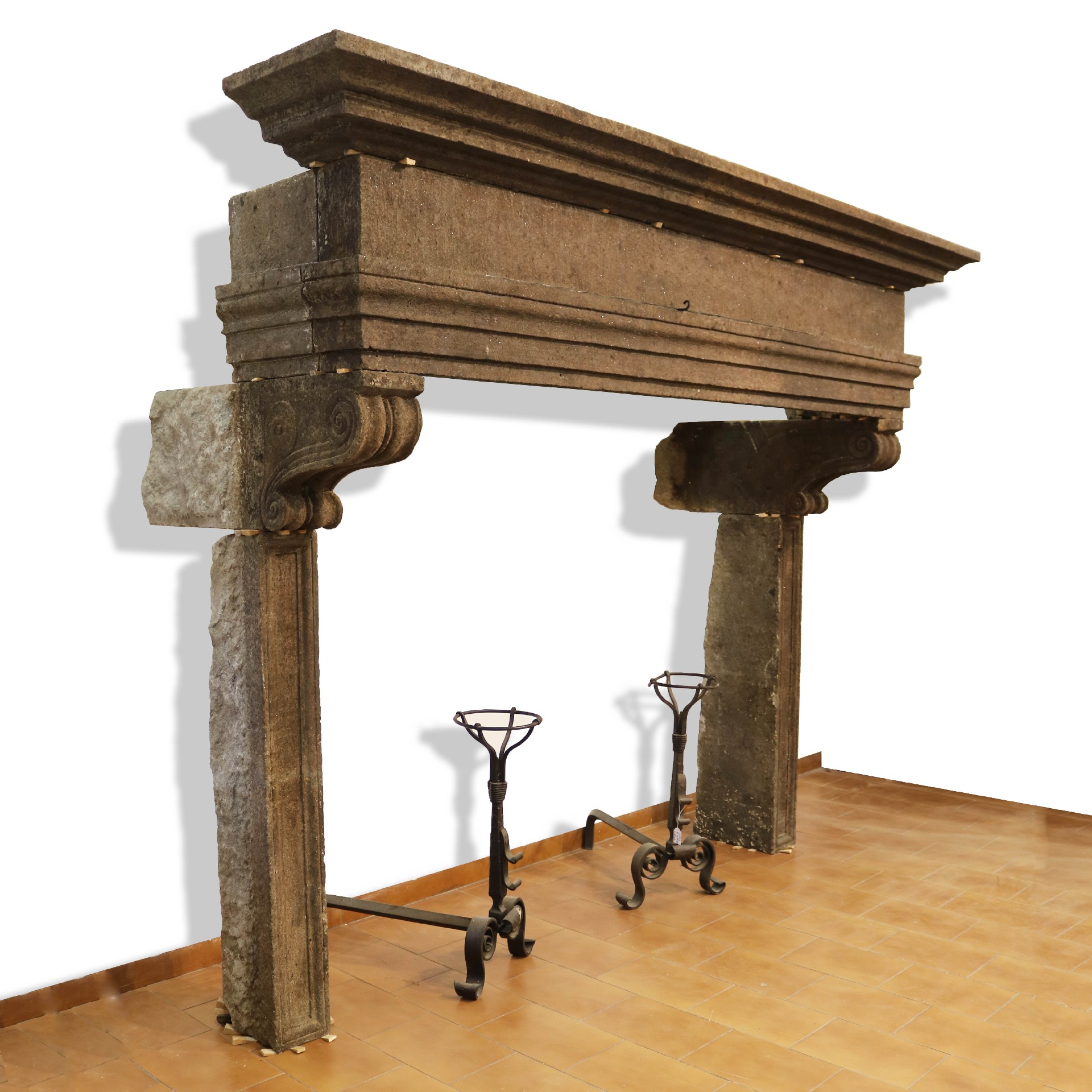 Antique stone fireplace, 267x213 cm h. - 1