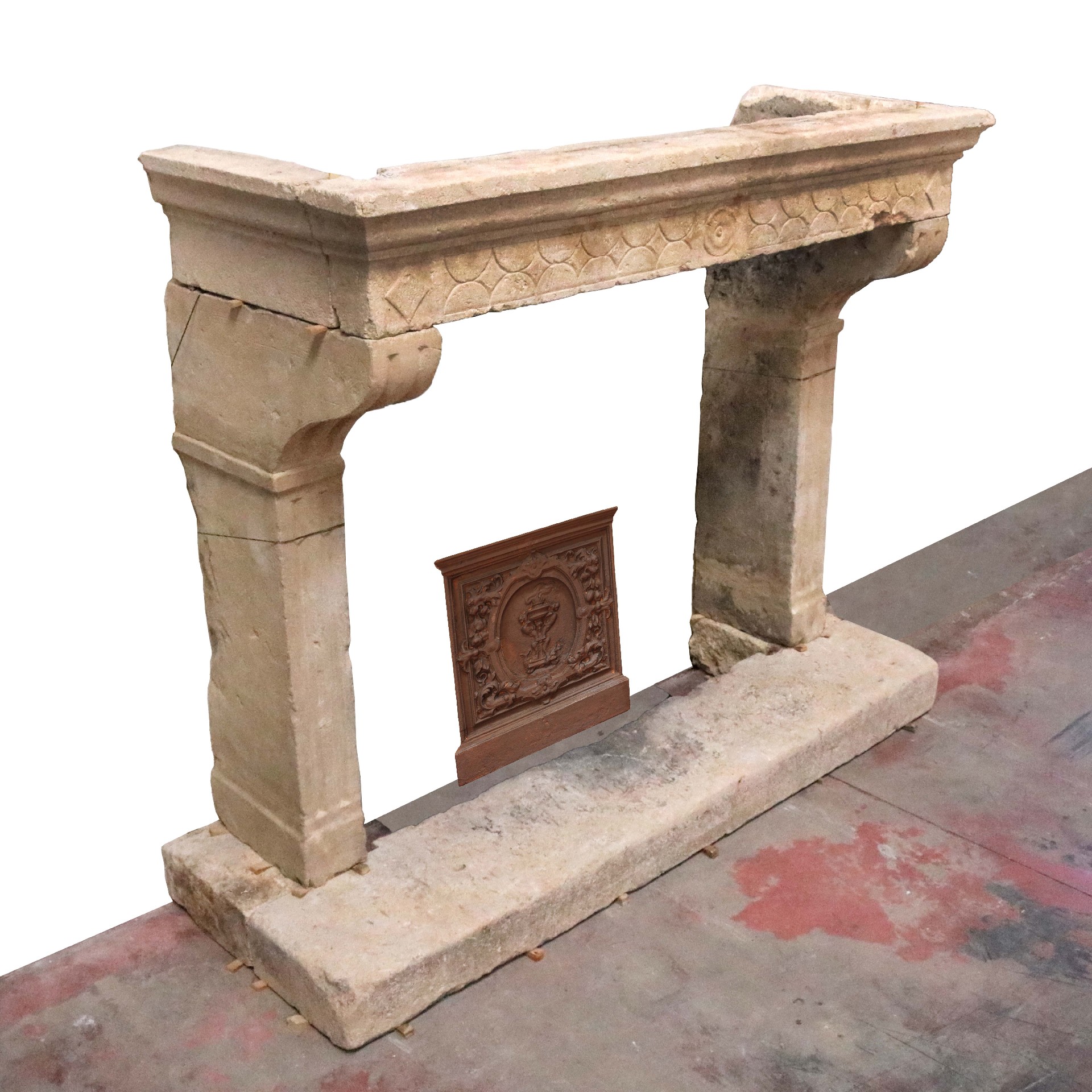 Antique stone fireplace, 182x145 cm h. Louis XIV period. - 1