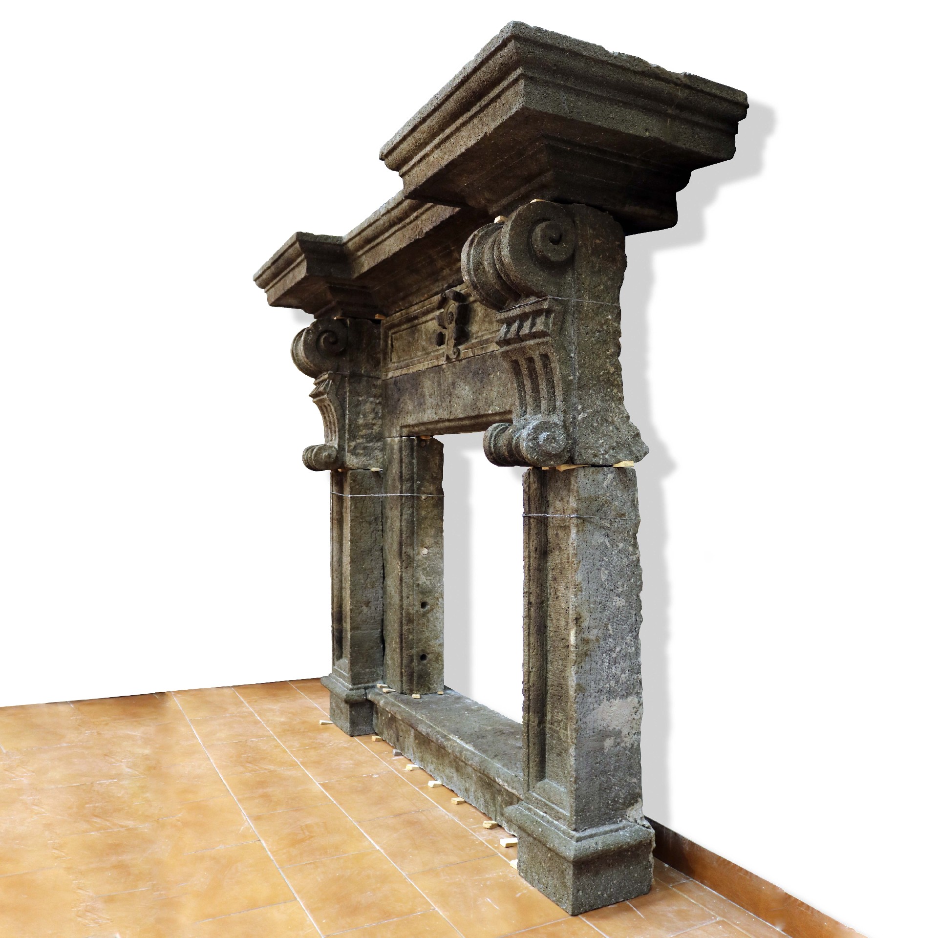 Antique stone fireplace, 191x155 cm h. - 1