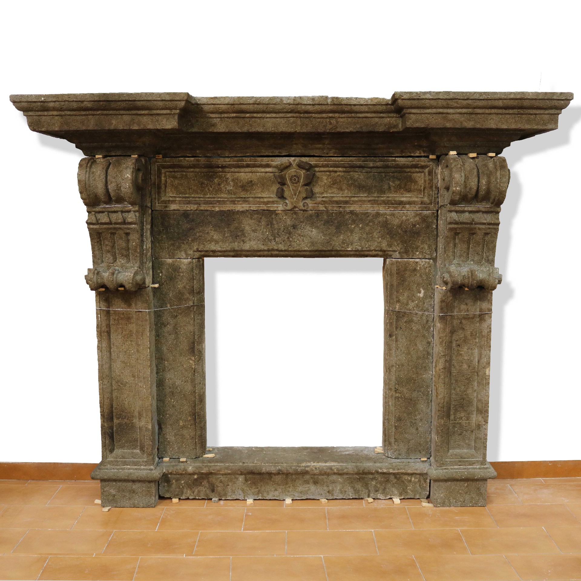 Antique stone fireplace, 191x155 cm h. - 1