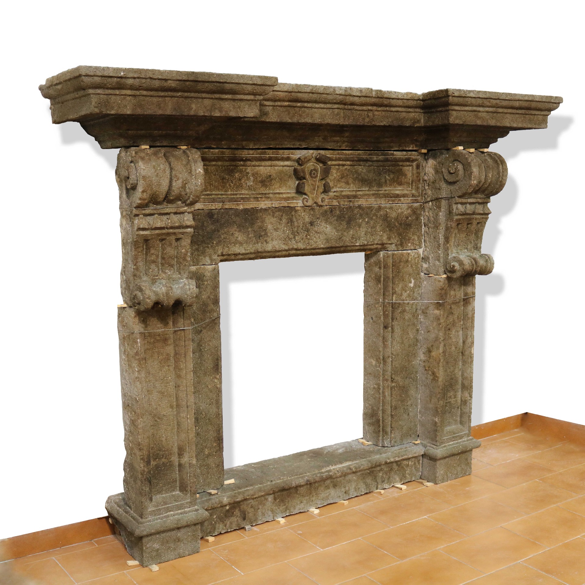 Antique stone fireplace, 191x155 cm h. - 1