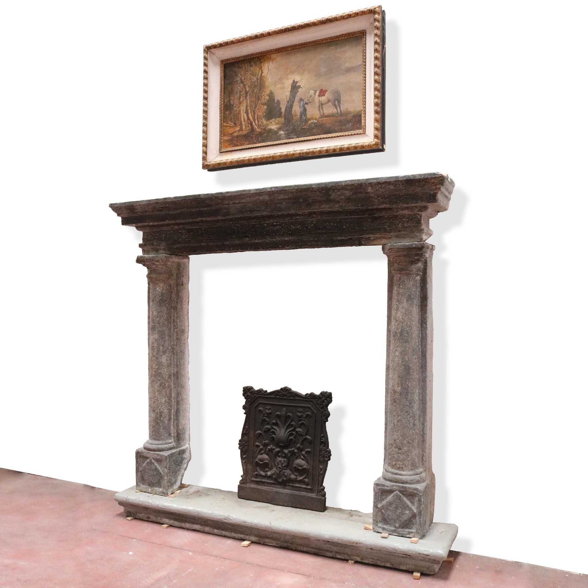 Antique stone fireplace, 140x122 cm h. - 1