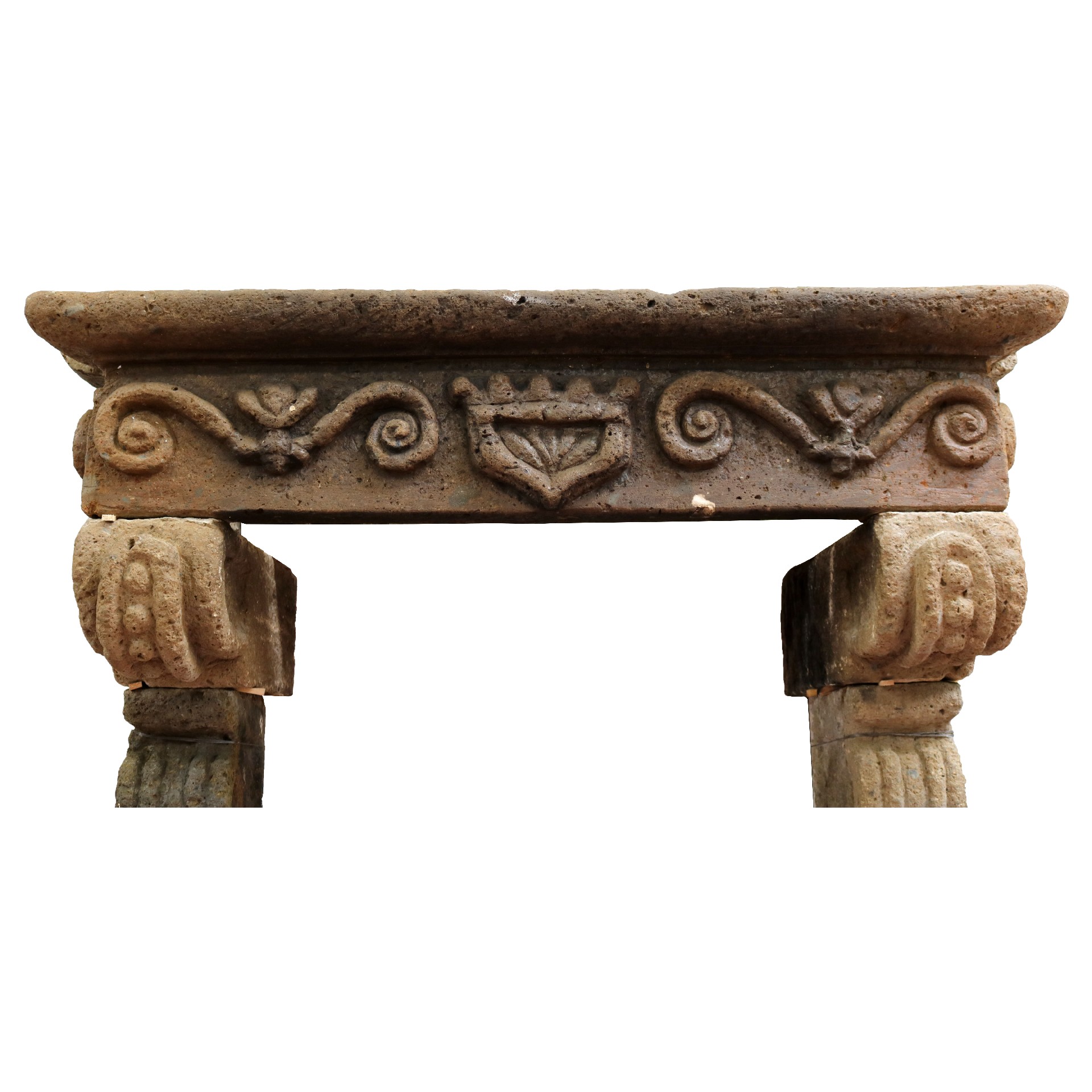 Antique fireplace in tuff, cm 171x113 h. - 1