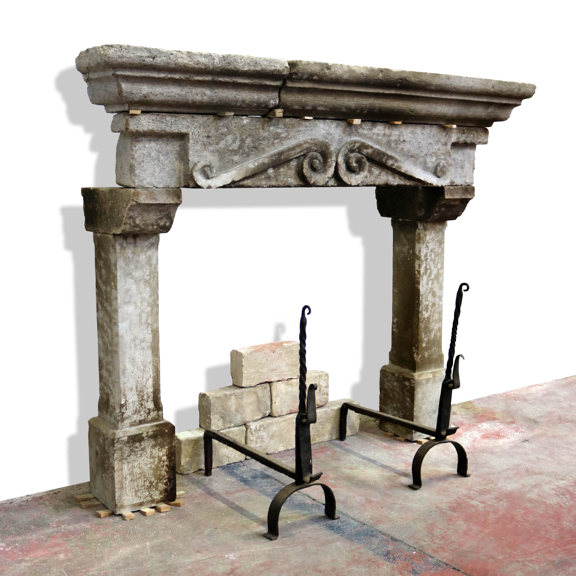 Antique stone fireplace, 125x104 cm h. - 1