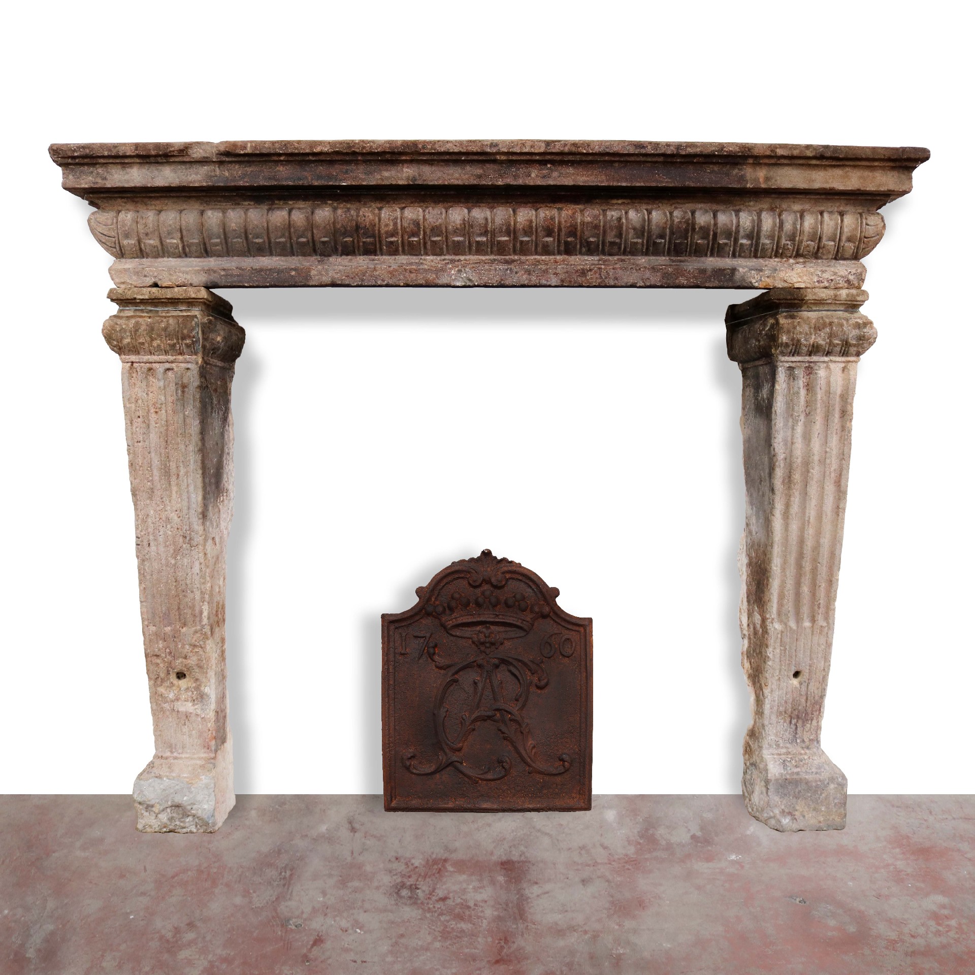 Antique stone fireplace, cm 200x75 h. - 1