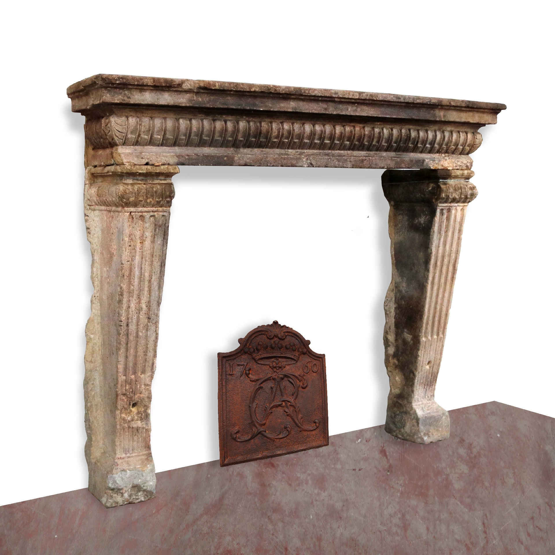 Antique stone fireplace, cm 200x75 h. - 1