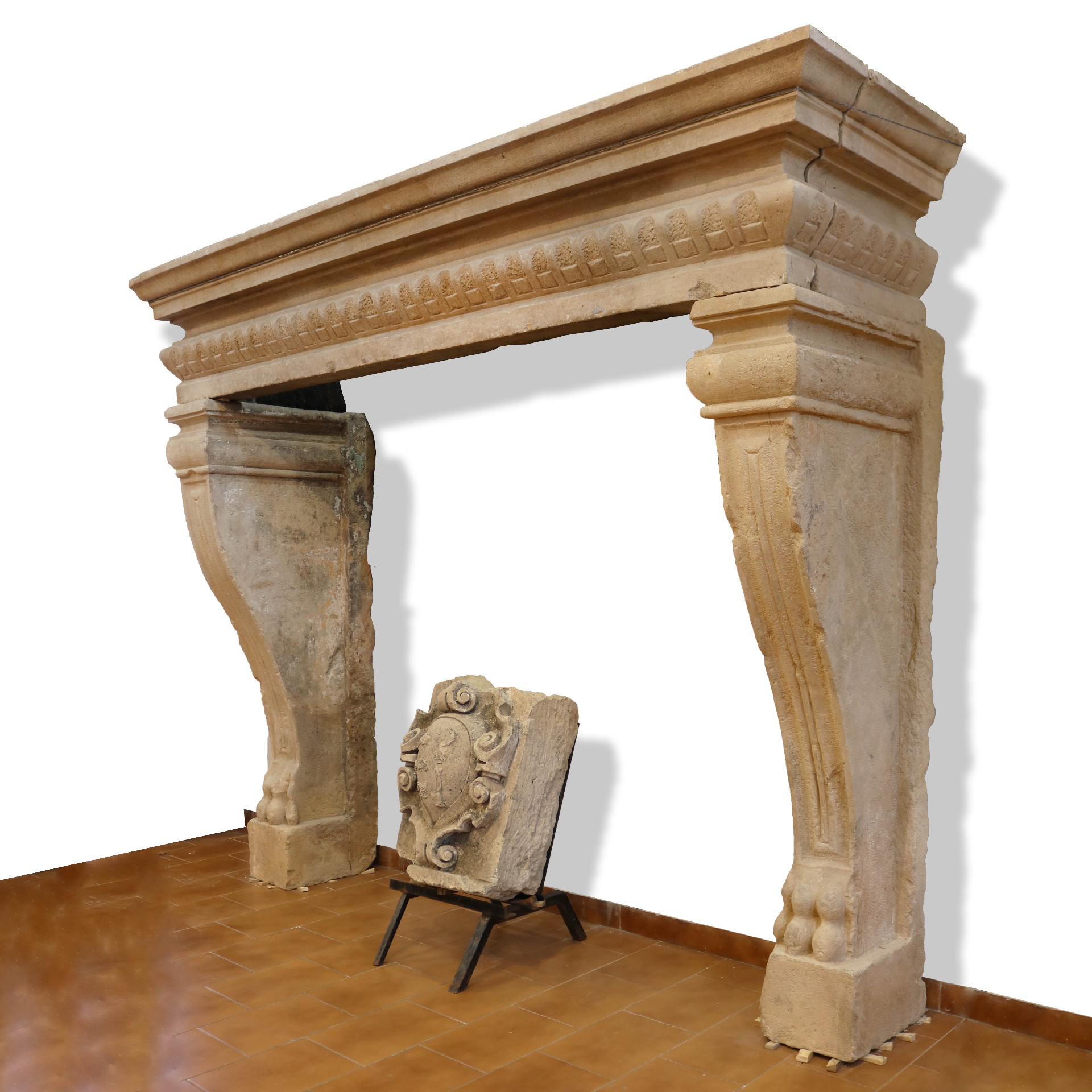 Antique stone fireplace, 250x205 cm h. - 1