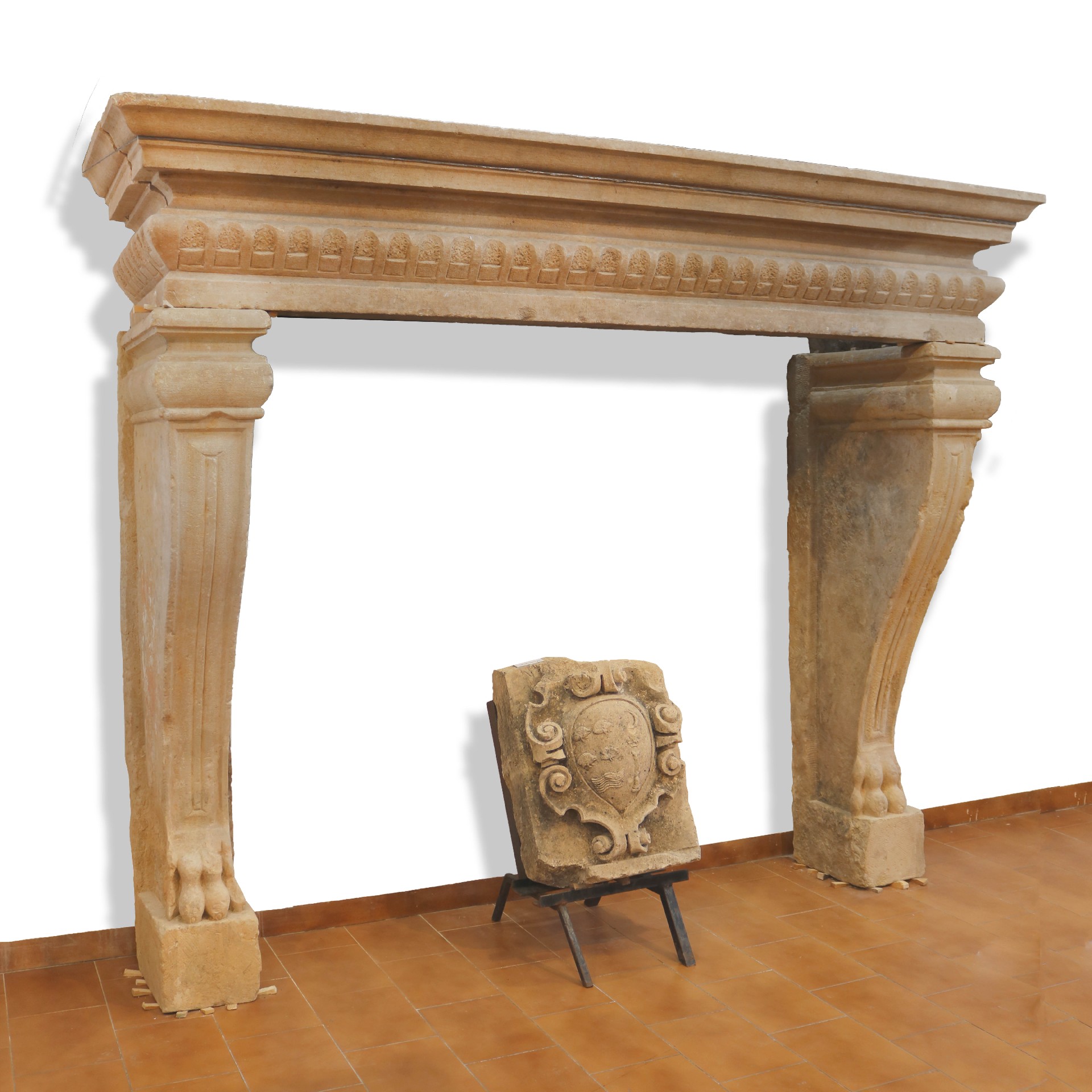 Antique stone fireplace, 250x205 cm h. - 1