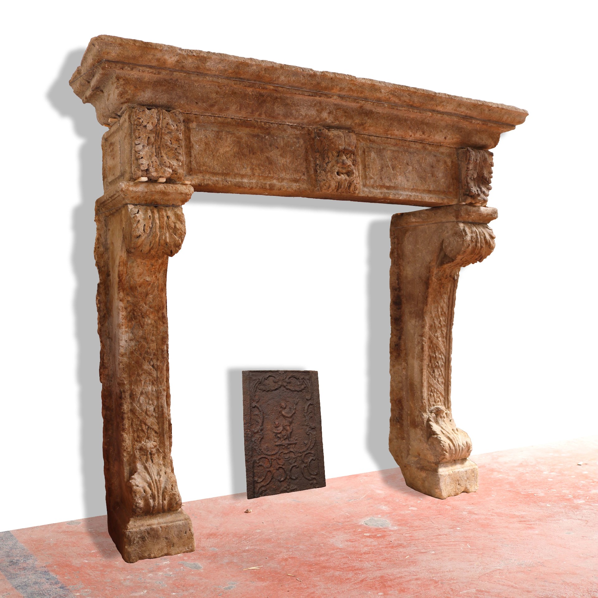 Antique stone fireplace, 208x196 cm h. - 1