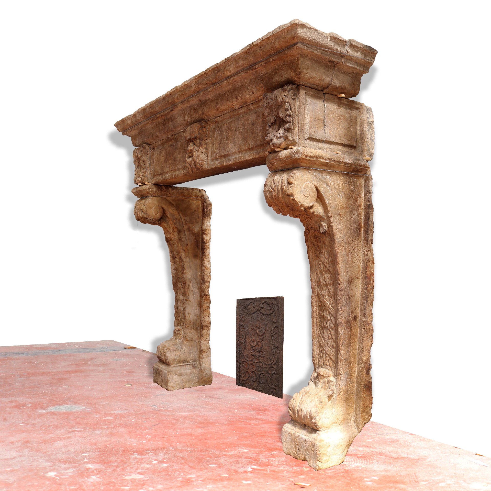 Antique stone fireplace, 208x196 cm h. - 1