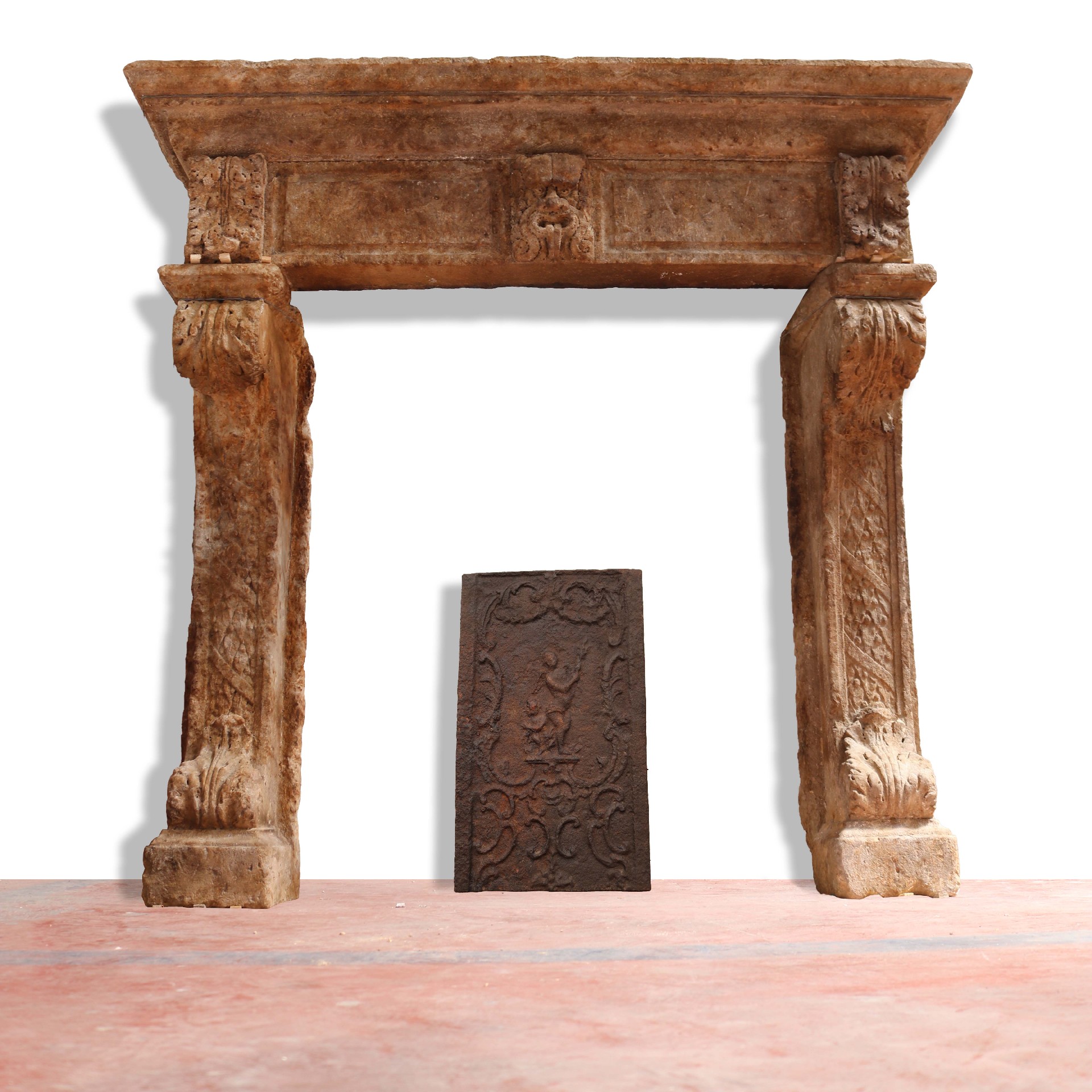 Antique stone fireplace, 208x196 cm h. - 1