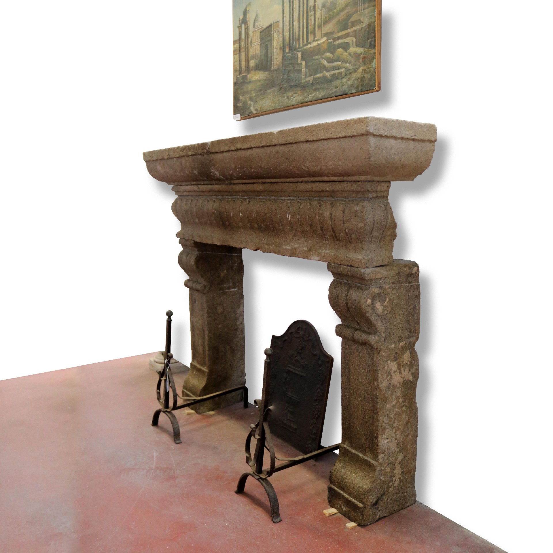 Antique stone fireplace, 143x75 h cm. - 1