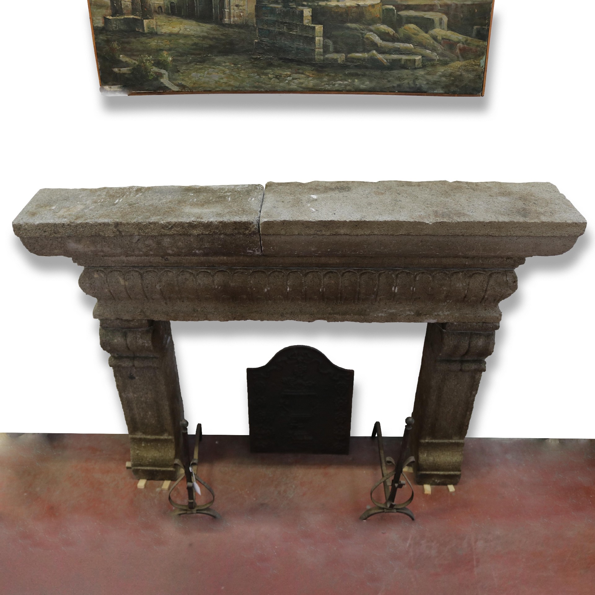 Antique stone fireplace, 143x75 h cm. - 1