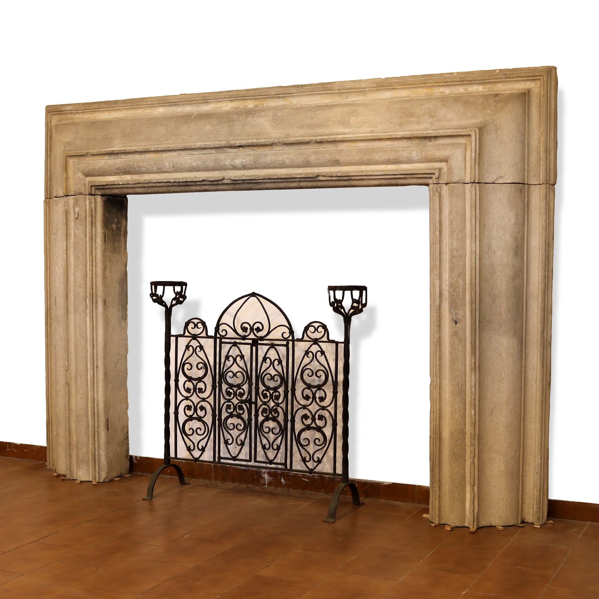 Antique stone fireplace, 248x180 cm h. - 1