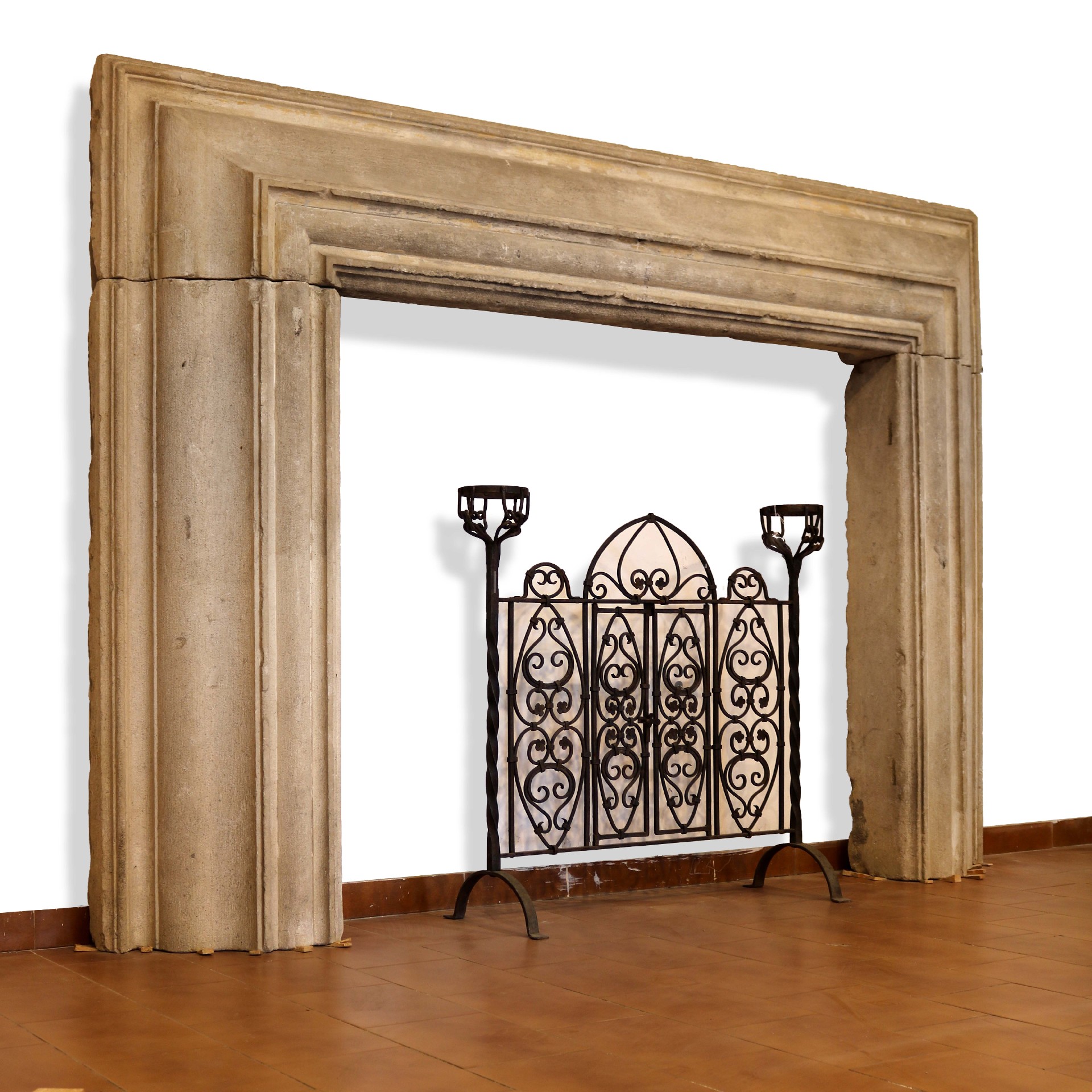 Antique stone fireplace, 248x180 cm h. - 1