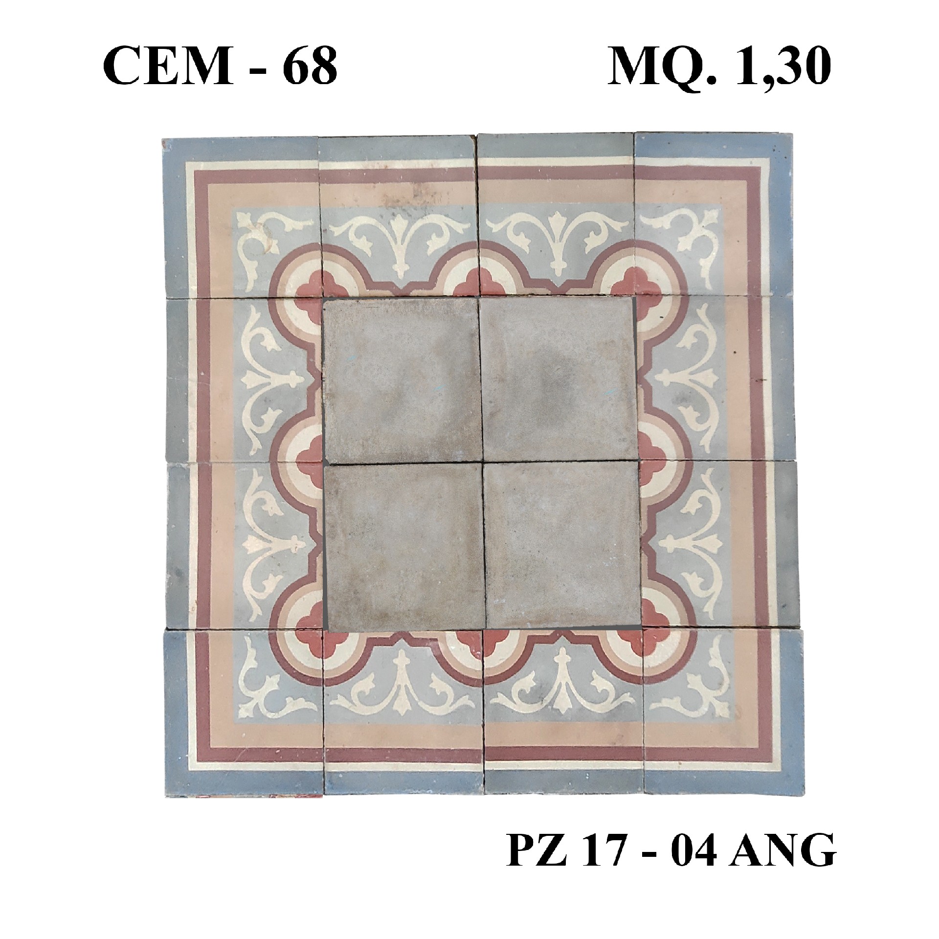 Antica pavimentazione in cementine cm 25x25. - 1