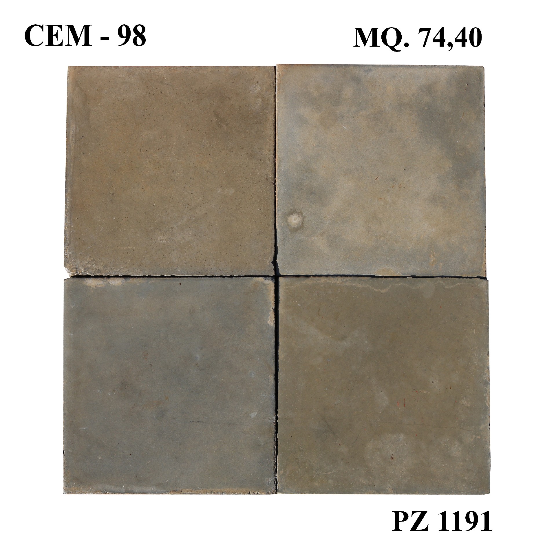 Antica pavimentazione in cementine cm 25x25. - Cementine e Graniglie - Pavimentazioni Antiche - Prodotti - Antichità Fiorillo