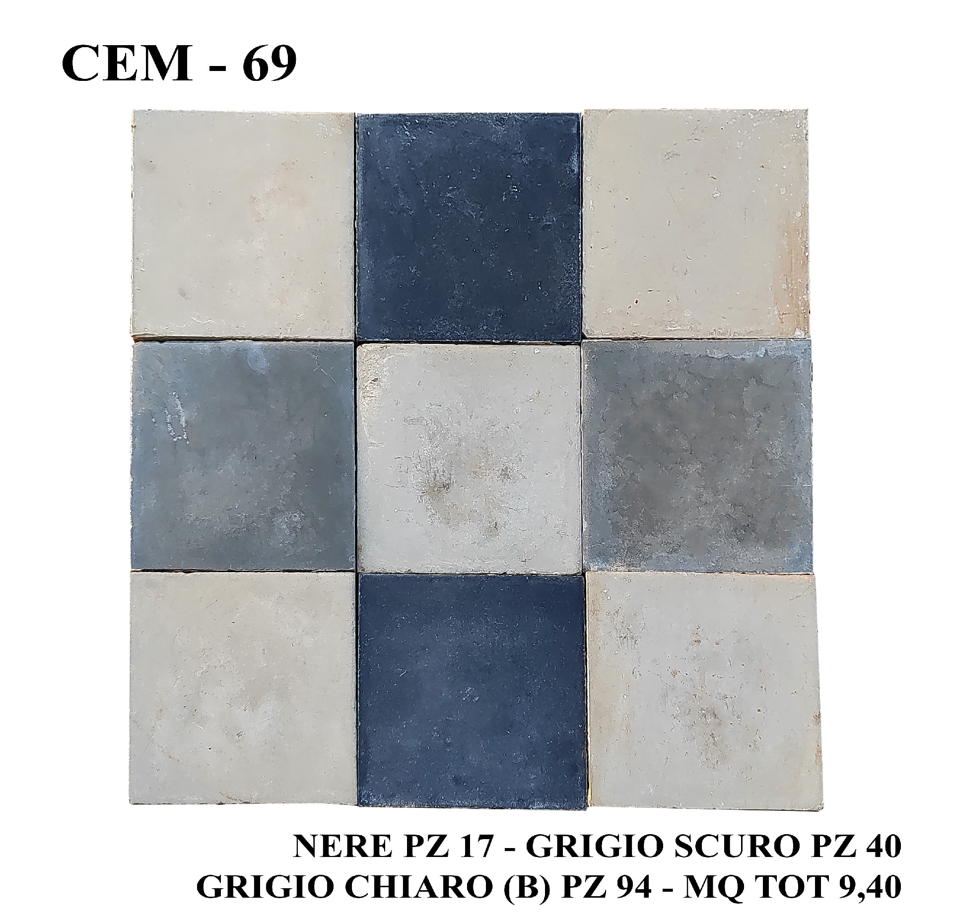 Antica pavimentazione in cementine cm 25x25. - 1