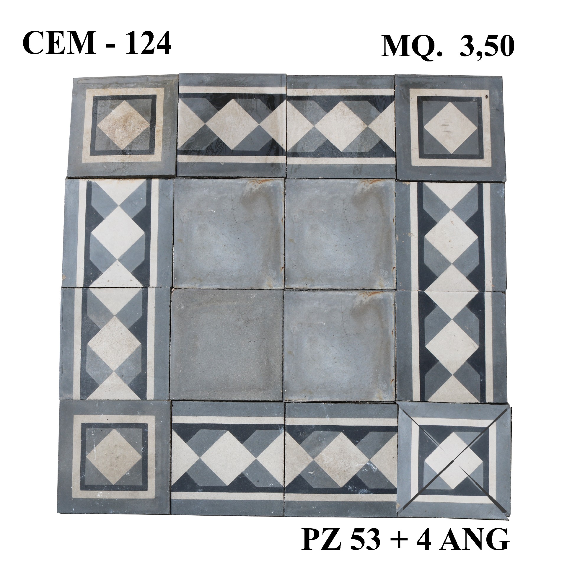 Antica pavimentazione in cementine cm 25x25. - 1