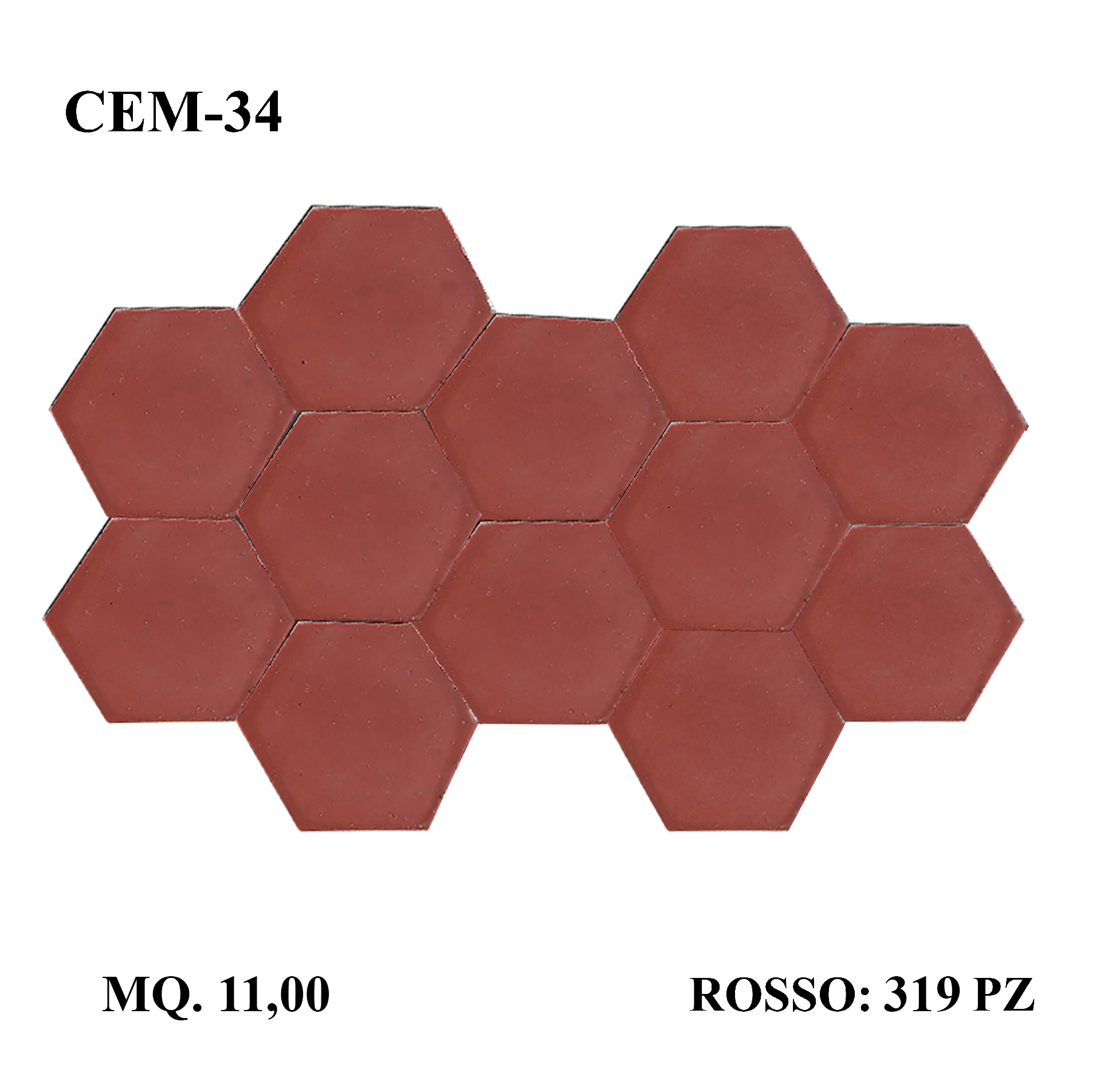 Pavimentazione in cementine esagonale. Lato cm 11,5. - 1