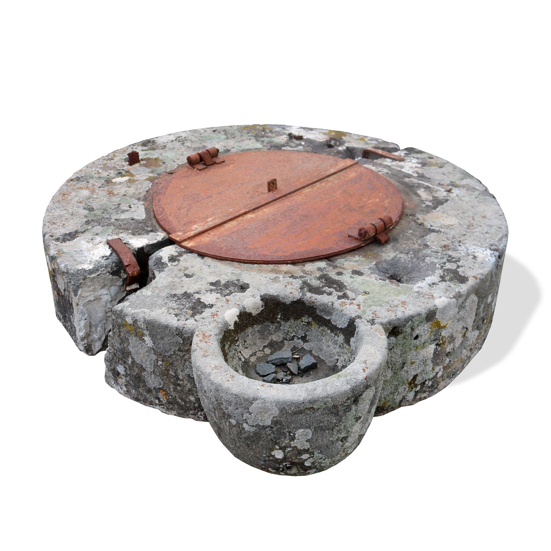 Ancient stone well with manhole cover. - 1