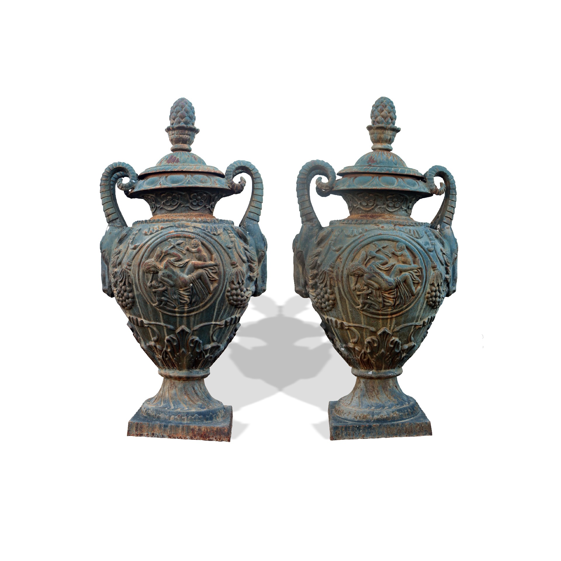 Coppia di vasi antichi in Ghisa. Epoca Liberty. - 1