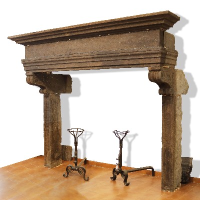 Antique stone fireplace, 267x213 cm h. 