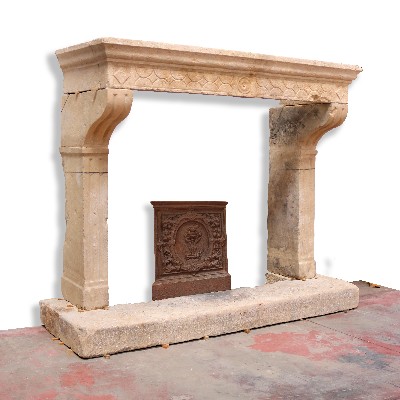 Antique stone fireplace, 182x145 cm h. Louis XIV period. 