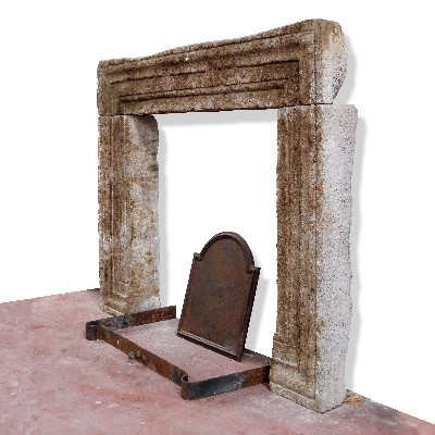 Antique stone fireplace, 142x114 cm h. 