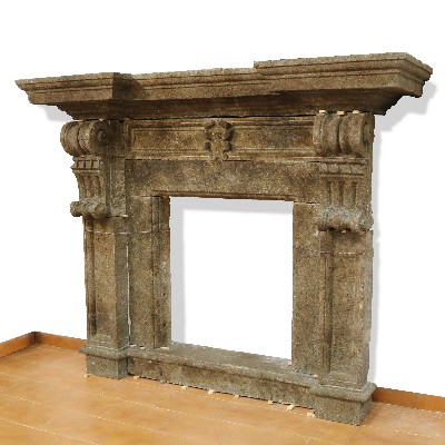 Antique stone fireplace, 191x155 cm h. 