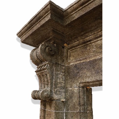 Antique stone fireplace, 191x155 cm h. 