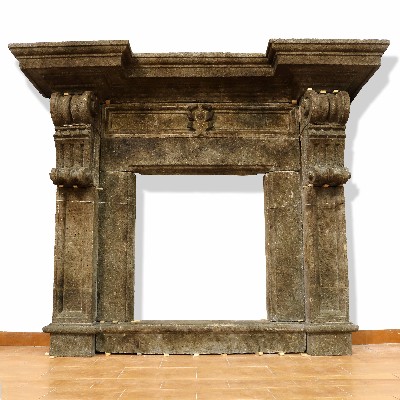 Antique stone fireplace, 191x155 cm h. 