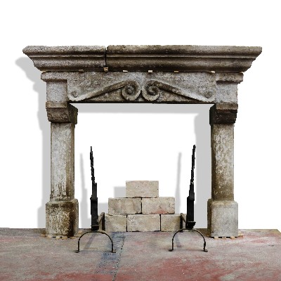 Antique stone fireplace, 125x104 cm h. 