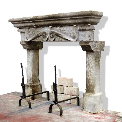 Antique stone fireplace, 125x104 cm h. 