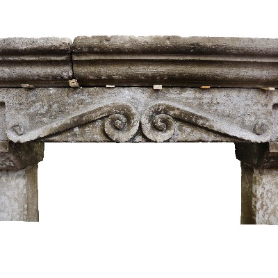 Antique stone fireplace, 125x104 cm h. 