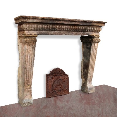 Antique stone fireplace, cm 200x75 h. 