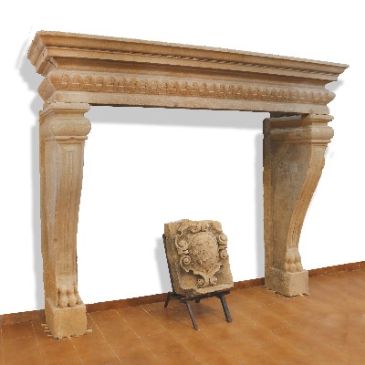 Antique stone fireplace, 250x205 cm h. 