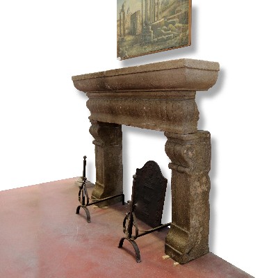 Antique stone fireplace, 143x75 h cm. 