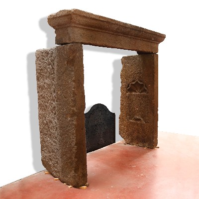 Antique stone fireplace, 153x133 cm h. 