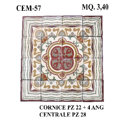 Antica pavimentazione in cementina cm25x25 