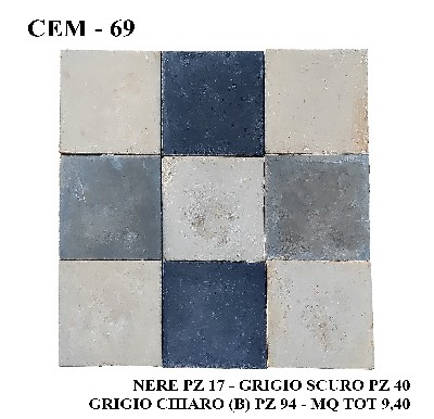 Antica pavimentazione in cementine cm 25x25. 