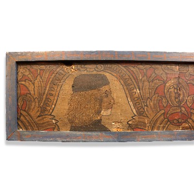 Antique painted wooden ceiling panel. 