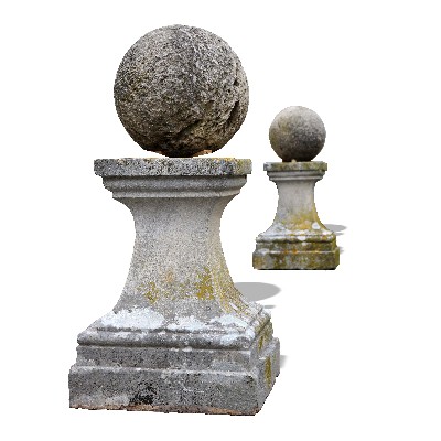 Ancient pair of stone gate finials. Period 1700. 